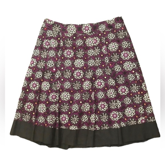 LOFT Brown Medallion Print Midi Skirt - Picture 1 of 4